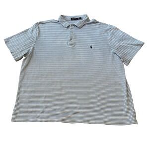 Polo Ralph Lauren Mens 3XB Blue Striped Short Sleeve Performance Polo Shirt